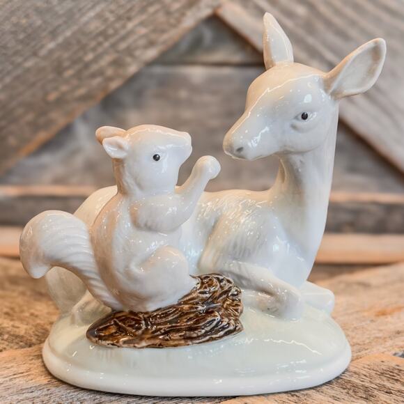 UCGC Vintage Woodland Animal Friends-Deer and Squirrel-Porcelain Figurine-4.25"H - Picture 6 of 7